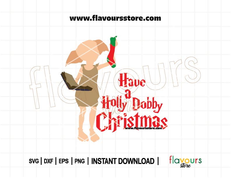 Funny Holly Dobby Christmas SVG with elf hat and holiday accents, designed for Cricut and Silhouette holiday crafting.