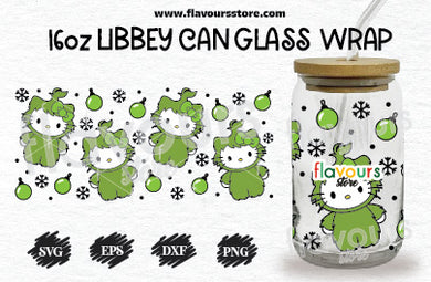 16oz Libbey Can Cup Wrap | Libbey Wrap Svg | Hello Kitty Grinch Svg | Christmas SVG
