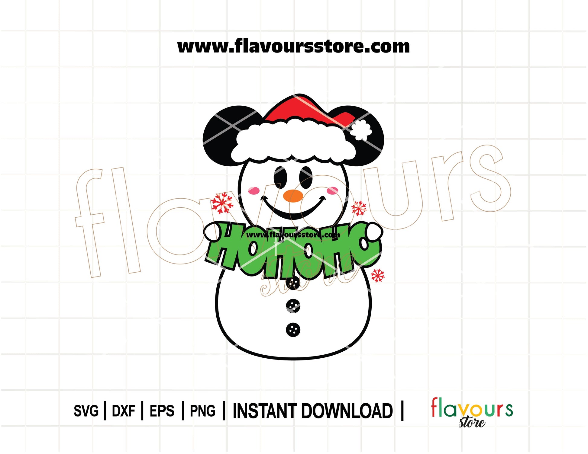 Disney-themed Ho Ho Ho Mickey Snowman Christmas SVG cut file for Cricut and Silhouette holiday crafts.