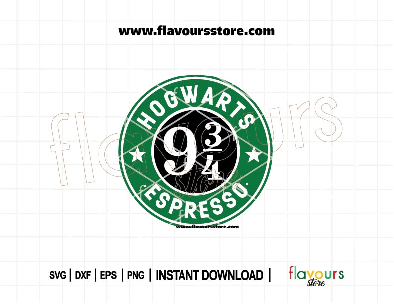 Hogwarts Espresso Starbucks-style SVG with magical coffee ring design for Cricut and Silhouette cutting projects.