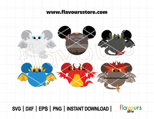 How to Train your Dragon Ears Bundle SVG, Dragon Ears Svg, Hiccup Ears, Toothless Ears Svg, Night Fury Ears, Cut File For Cricut SVG