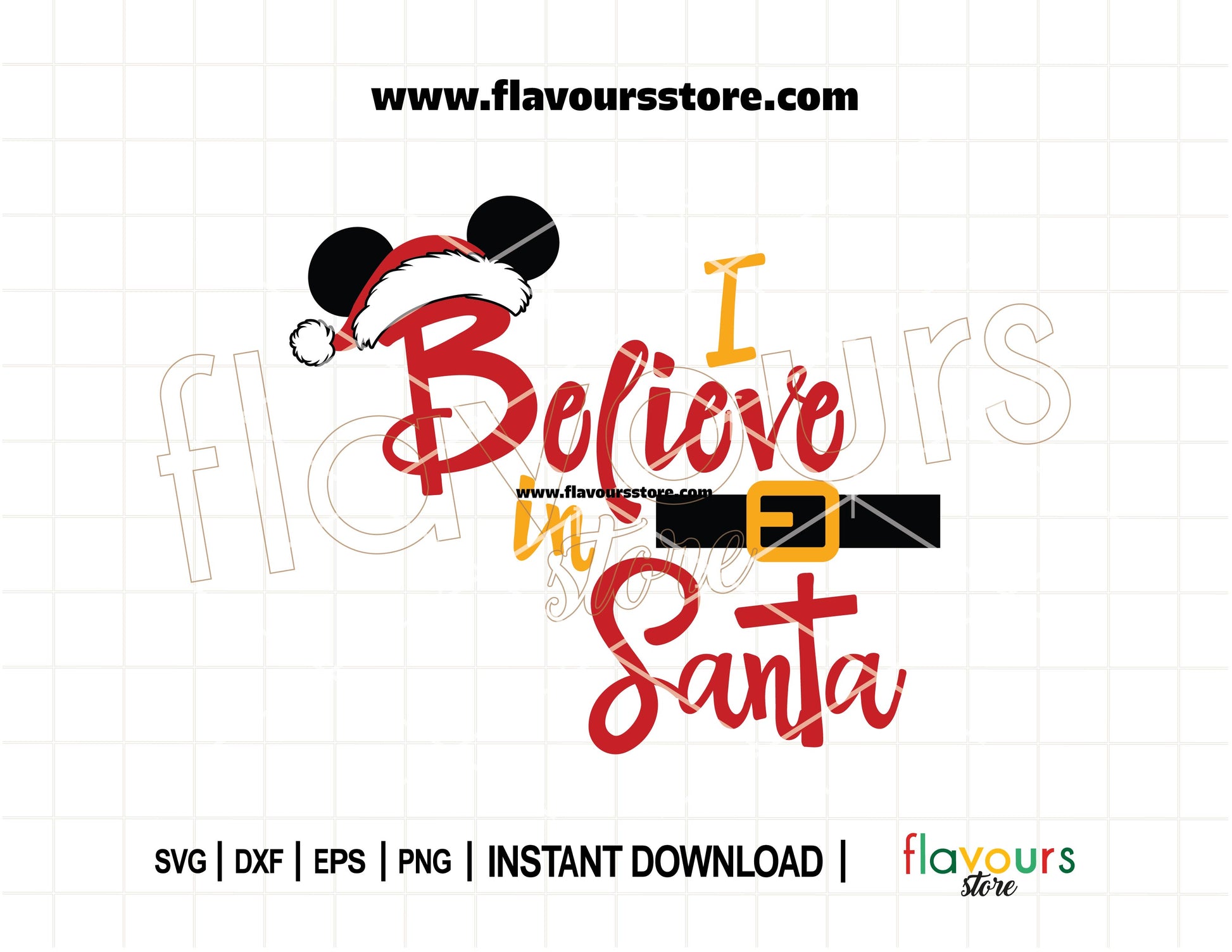 I Believe in Santa Mickey ears Christmas SVG perfect for Disney holiday Cricut and Silhouette crafts.