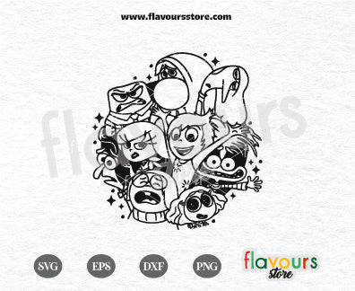 Inside Out 2 SVG characters Outline, Inside Out 2 PNG, Joy, Sadness, Anxiety, Envy SVG Cut File