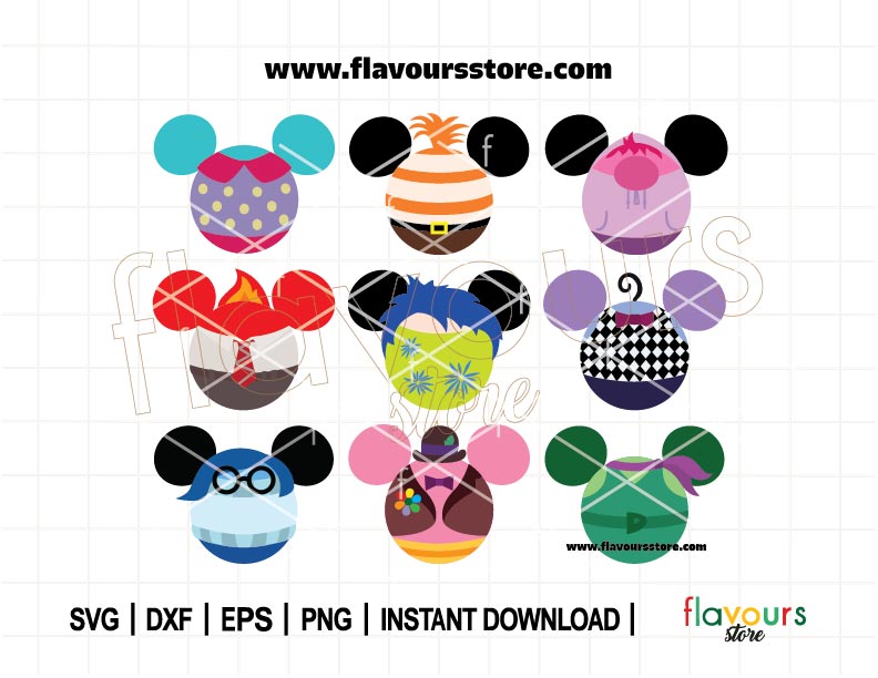 Inside Out Ears Bundle SVG, Joy, Anger, Anxiety, & More Cut Files for Cricut - Fun Gift for Fans