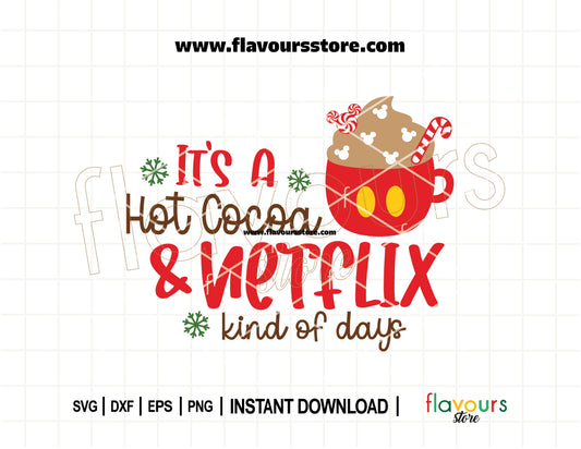 Hot Cocoa and Netflix Mickey Peppermint Disney Christmas SVG for Cricut and Silhouette crafts.