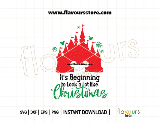 Disney Castle Christmas SVG cut file – It’s Beginning to Look a Lot Like Christmas holiday design for Cricut and Silhouette crafts.