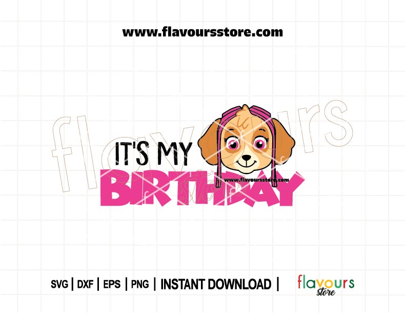 Skye Paw Patrol birthday girl SVG cut file for Cricut and Silhouette, perfect for custom shirts, party decor, and personalized gifts.