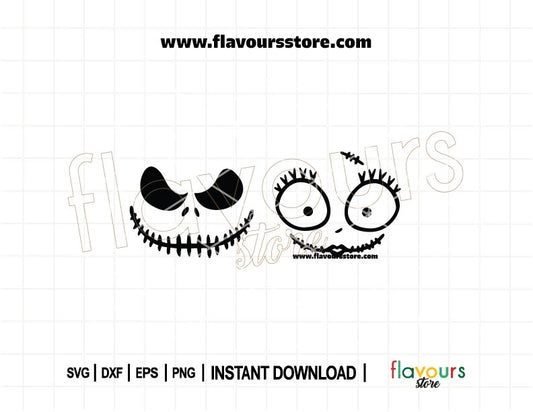 Jack and Sally Halloween SVG – Nightmare Before Christmas cut file for Cricut shirts, couple outfits, and spooky home décor.