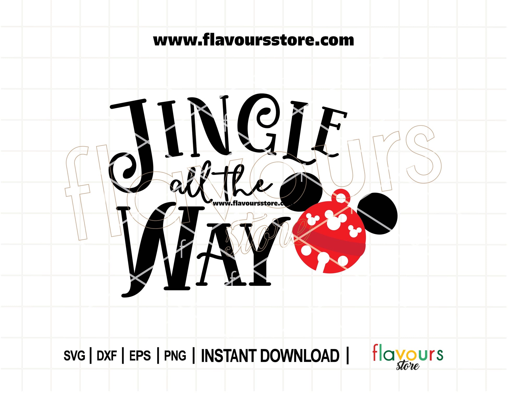 Jingle All the Way Mickey Ears SVG cut file – Disney Christmas design for Cricut and Silhouette holiday crafts.