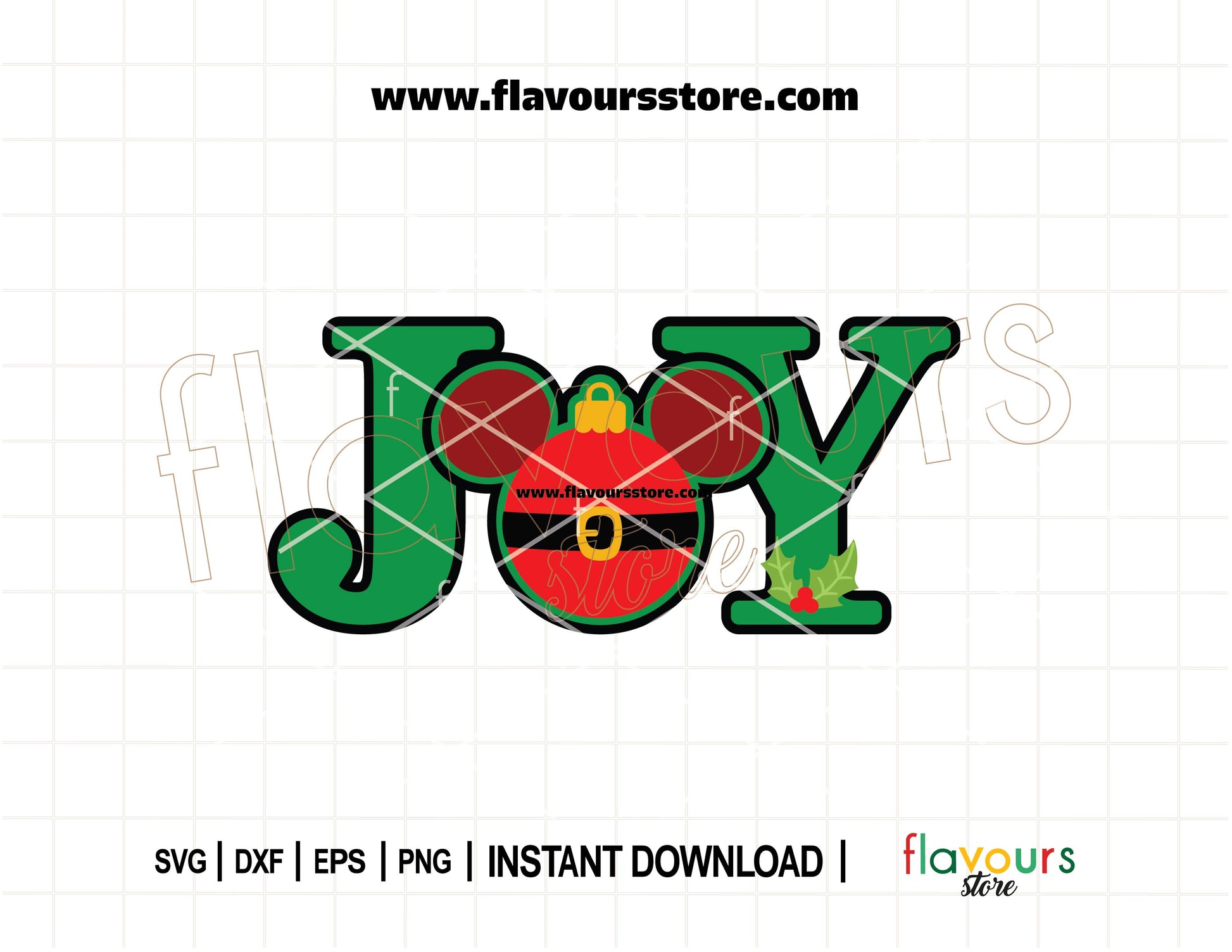 Joy Mickey Santa Ornament SVG cut file – Disney Christmas design for Cricut and Silhouette holiday crafts.
