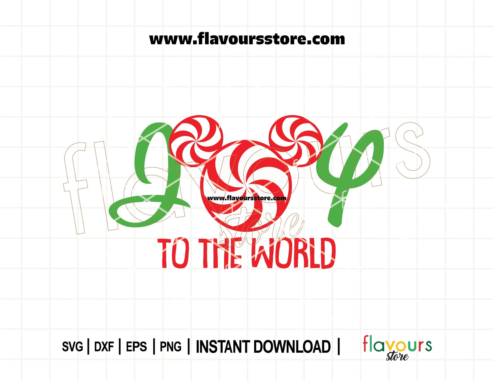 Joy To The World Mickey Peppermint Christmas SVG Cut File for Cricut and Silhouette – Holiday digital design for shirts, mugs, and décor