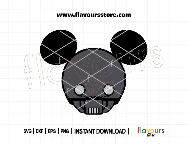 K-2SO Rogue One Mickey ears SVG cut file for Cricut and Silhouette, perfect for DIY Star Wars shirts, ears, and party decor.