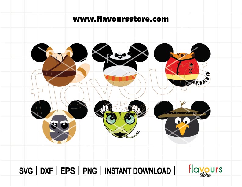 Kung Fu Panda Ears Bundle SVG, Panda Ears, Po Svg, Mouse Head Shifu Svg, Cut File For Cricut