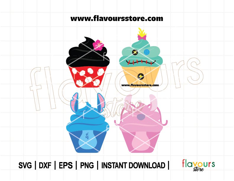 Adorable Lilo & Stitch Cupcake SVG Bundle – Disney-themed cut files for Cricut, party crafts, shirts, and printable decor