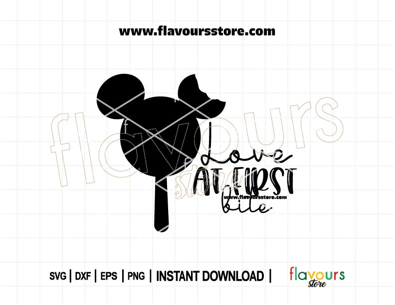Cute ice cream SVG design with the quote “Love At First Bite” – perfect for Cricut summer crafts, shirts, mugs, and party décor