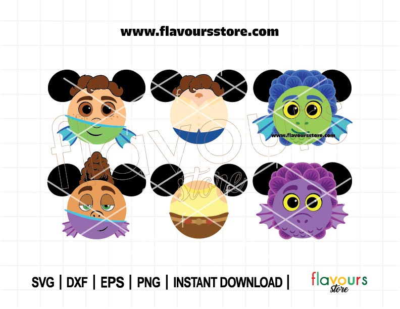 Luca Ears Bundle SVG, Sea Monsters Svg, Silencio Bruno, Mouse Head, Mouse Ears, Cut File For Cricut SVG
