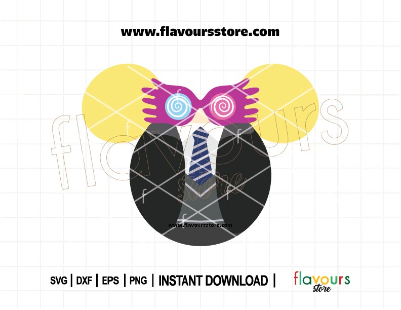 Luna Lovegood mouse ears SVG design with whimsical Potter-inspired elements, perfect for Cricut crafts and DIY Disney outfits.