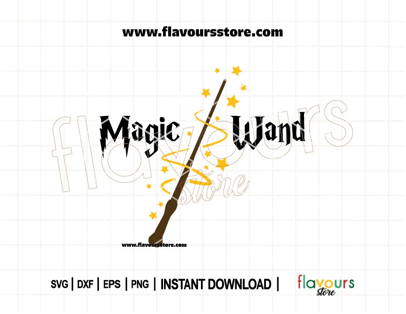Magic Wand SVG cut file for Cricut and Silhouette featuring a Harry Potter wand design. Perfect for DIY wizard-themed crafts and personalized gifts.