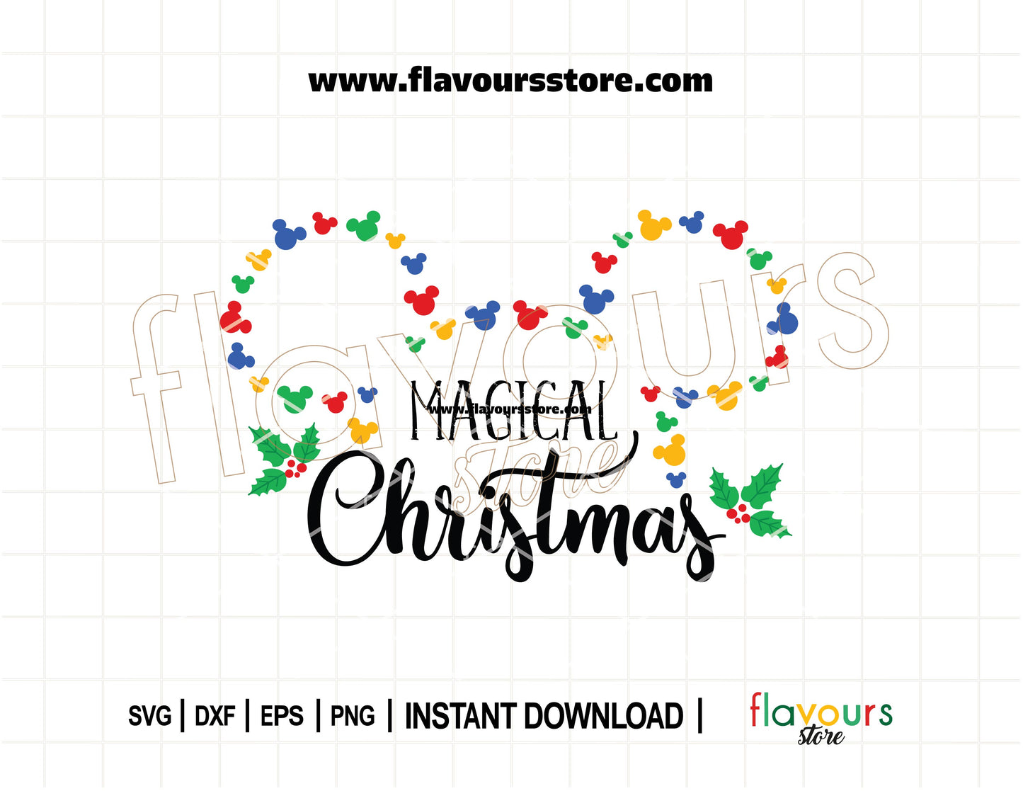 Magical Christmas Mickey Heads Outline SVG Cut File for Cricut and Silhouette – Holiday design for shirts, mugs, ornaments, and décor