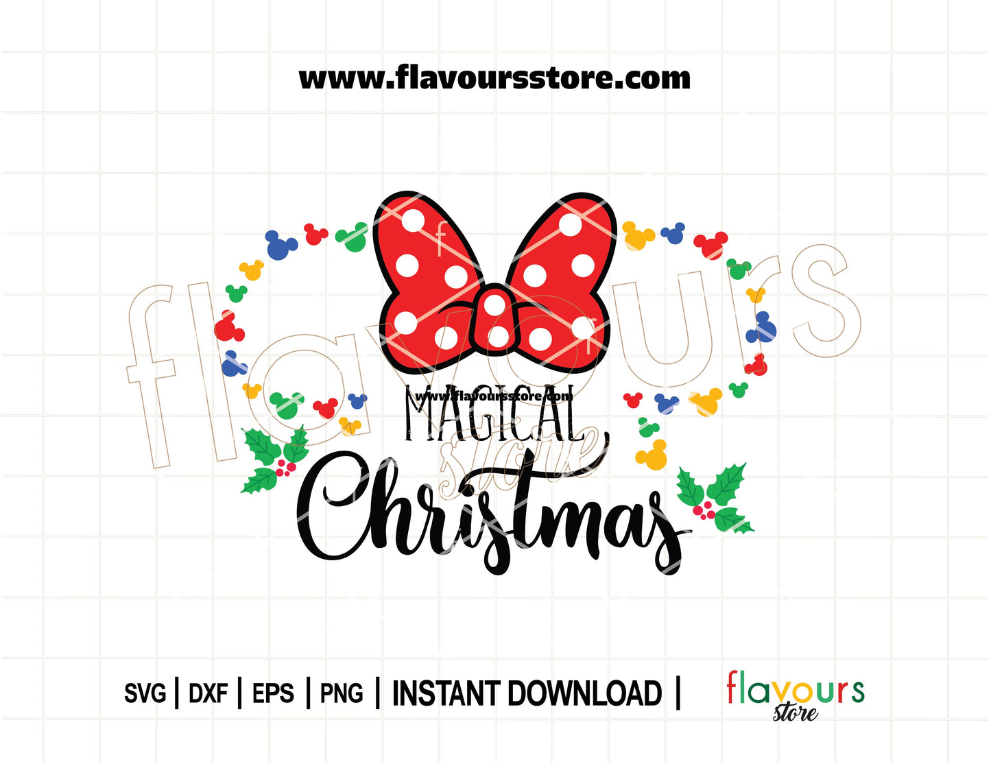 Magical Christmas Minnie Heads Outline SVG Cut File for Cricut and Silhouette – Holiday design for shirts, mugs, ornaments, and décor
