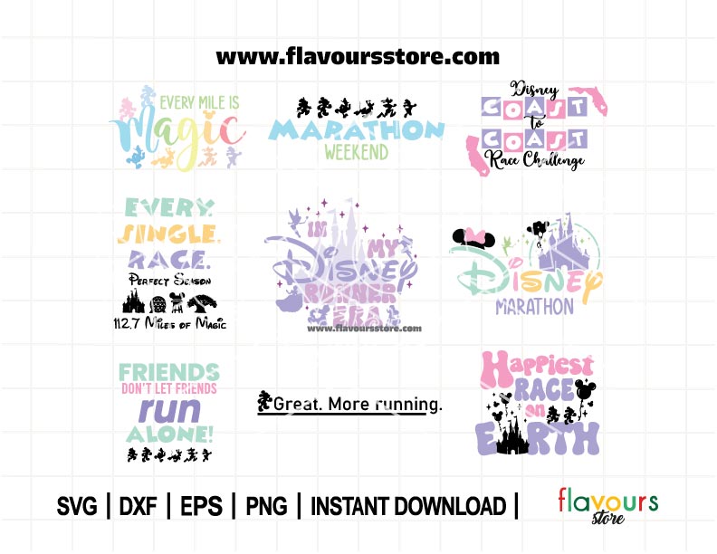 Magical Marathon Race BUNDLE Svg, Half Marathon Run Sublimation Design, Enchanted Inspired Cut File for Cricut & Silhouette
