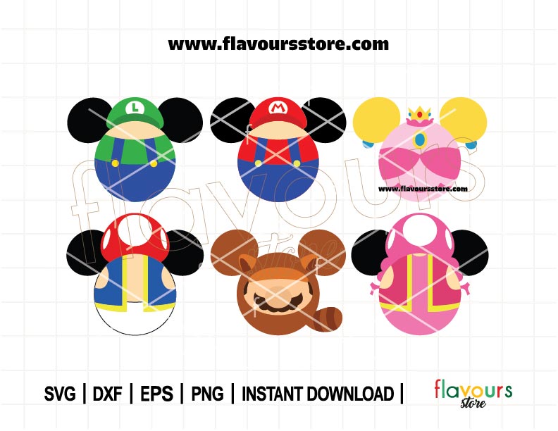Mario Bros Ears Bundle SVG Cut File, Mouse Head, Cricut
