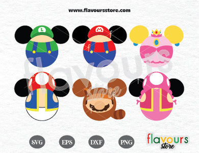 Mario Bros Mickey Ears Bundle SVG Cut File