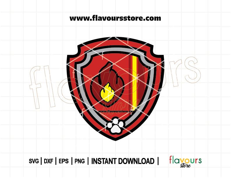 Marshall Badge Paw Patrol SVG – Cute Marshall fire pup badge design, perfect for creating personalized birthday shirts, crafts, and Paw Patrol-themed decorations.