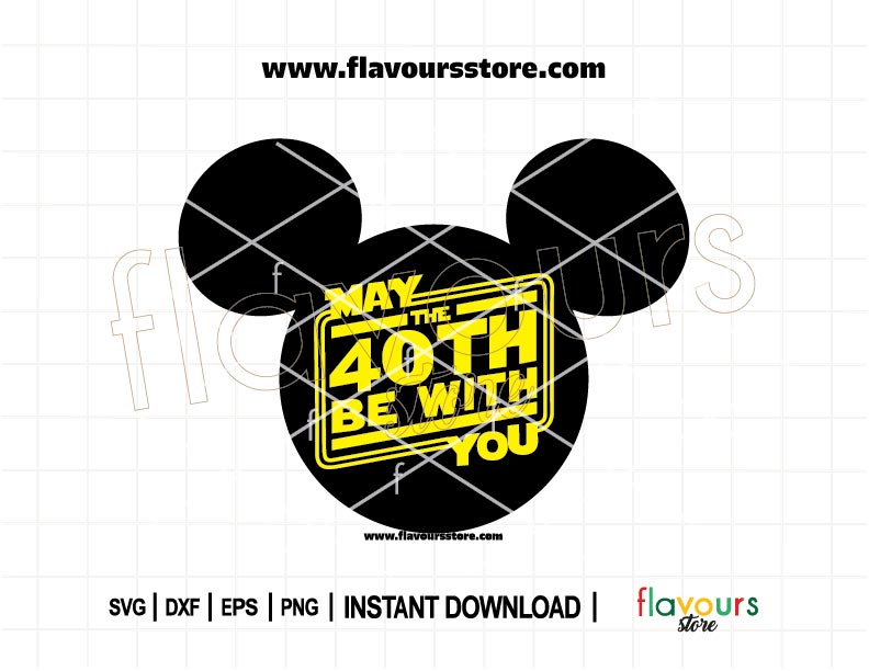 May the 40th Be With You Star Wars birthday SVG cut file for Cricut and Silhouette, perfect for funny 40th birthday shirts, party decorations, and custom gifts.