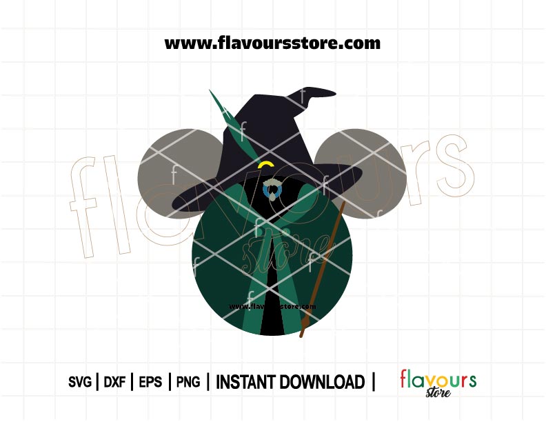 McGonagall-inspired mouse ears SVG with magical wizard hat design, perfect for Cricut crafts, custom shirts, and Potter-themed vacation projects.
