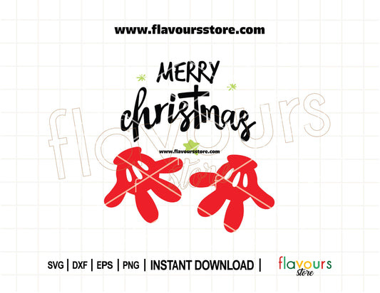 Christmas Mickey gloves SVG cut file with holiday design — perfect for Cricut crafts, t-shirts, ornaments, and Disney-inspired gifts.