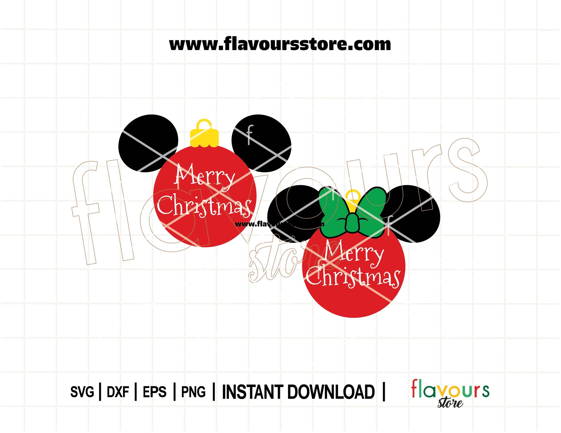 Disney-themed Merry Christmas SVG featuring Mickey and Minnie inside a festive ornament – perfect for Cricut and Silhouette holiday crafts.