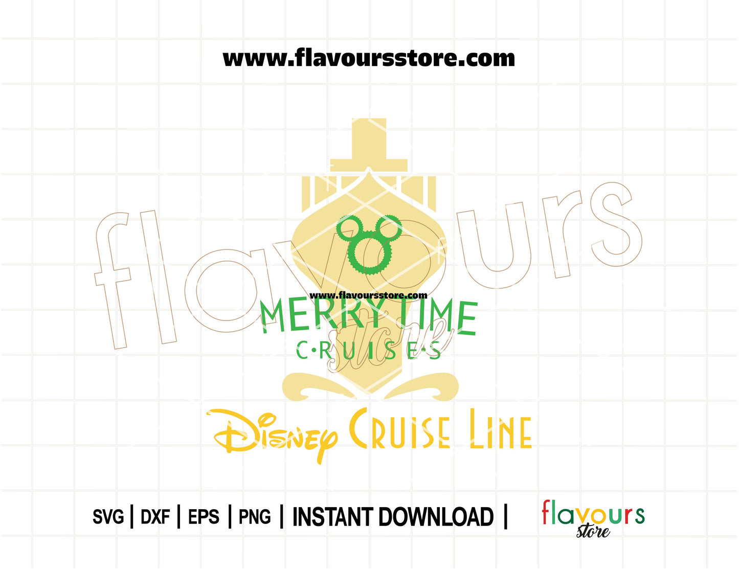 Elegant gold Disney cruise ship SVG with Christmas theme, perfect for Merrytime Cruise crafts using Cricut and Silhouette.