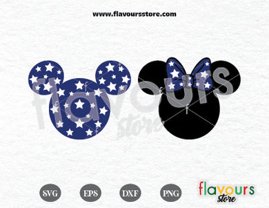 Mickey and Minnie Stars Ears SVG Cut File