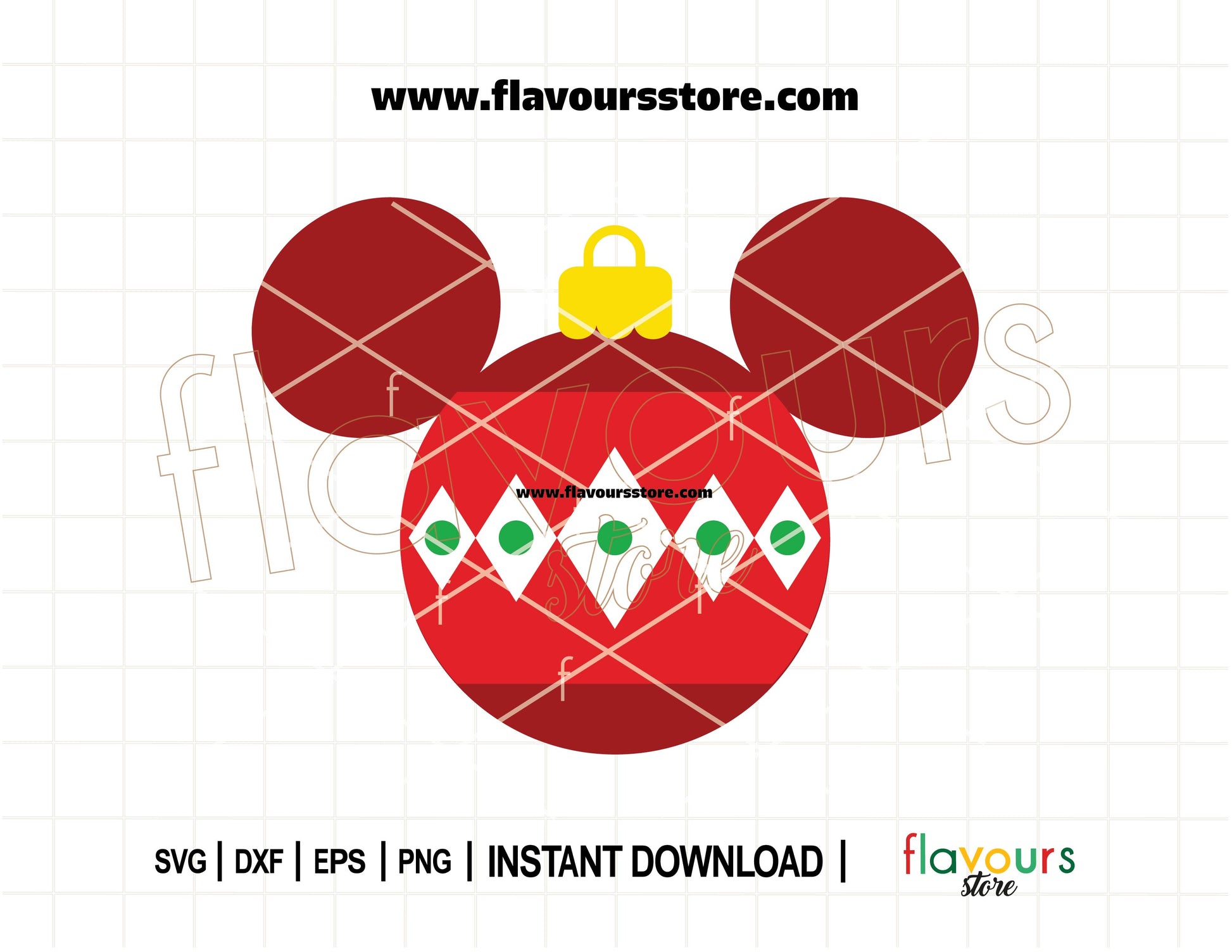 Red Mickey ears Christmas ornament SVG, perfect for Disney-themed holiday crafts, shirts, and Cricut projects.