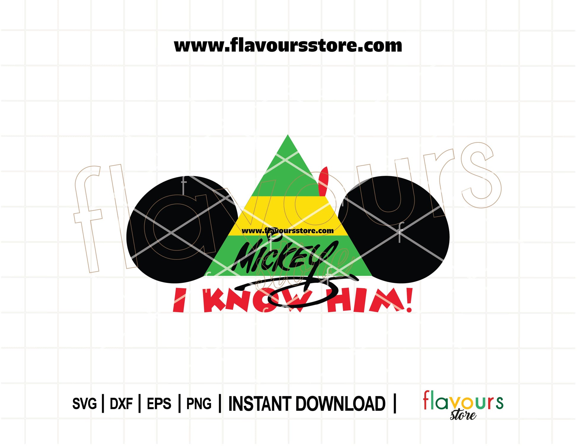 Mickey Mouse ears as Buddy the Elf with quote 'I Know Him!' SVG cut file for Cricut and Silhouette Christmas crafts