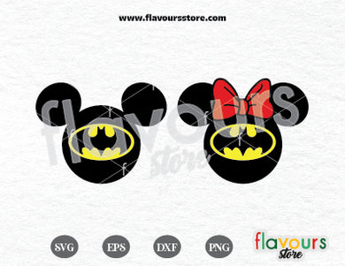 Mickey and Minnie Batman Ears SVG Cut File