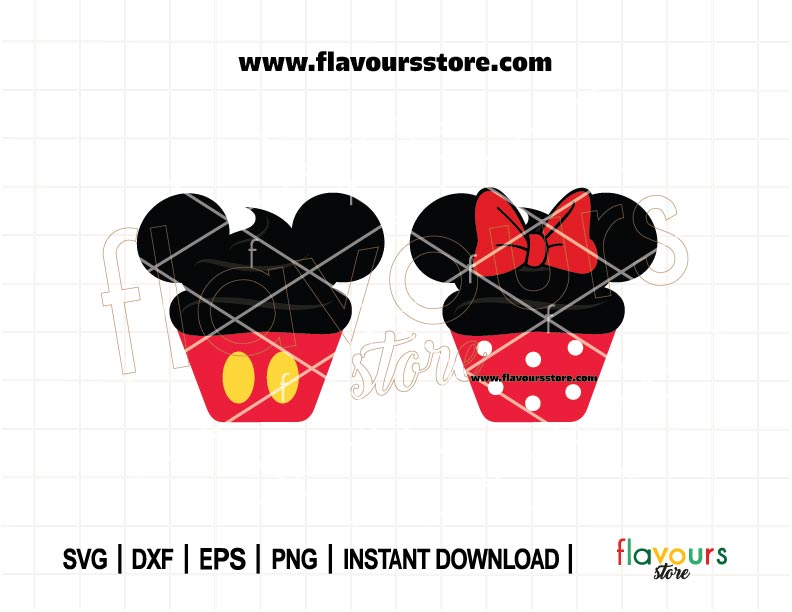 Mickey And Minnie Cupcake, Disney Cupcakes, SVG Cut File Cricut