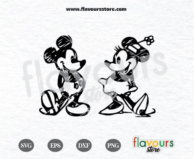 Mouse Sketch Svg, Mouse Ears Drawing SVG, Mouse Couple Svg, Cut Files For Cricut Silhouette Vinyl