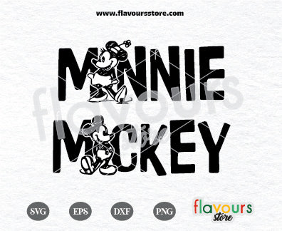 Minnie and Mickey Mouse Sketch, Family Trip Svg, Svg Cut Files For Cricut Silhouette Vinyl