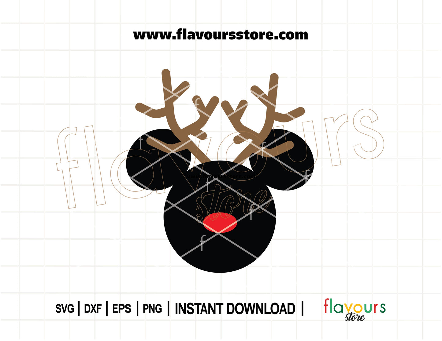 Mickey Mouse with reindeer antlers SVG cut file for Cricut and Silhouette Christmas DIY crafts