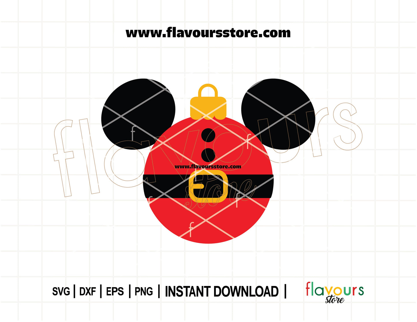 Mickey Mouse Christmas ornament with Santa hat SVG cut file for Cricut and Disney holiday crafts