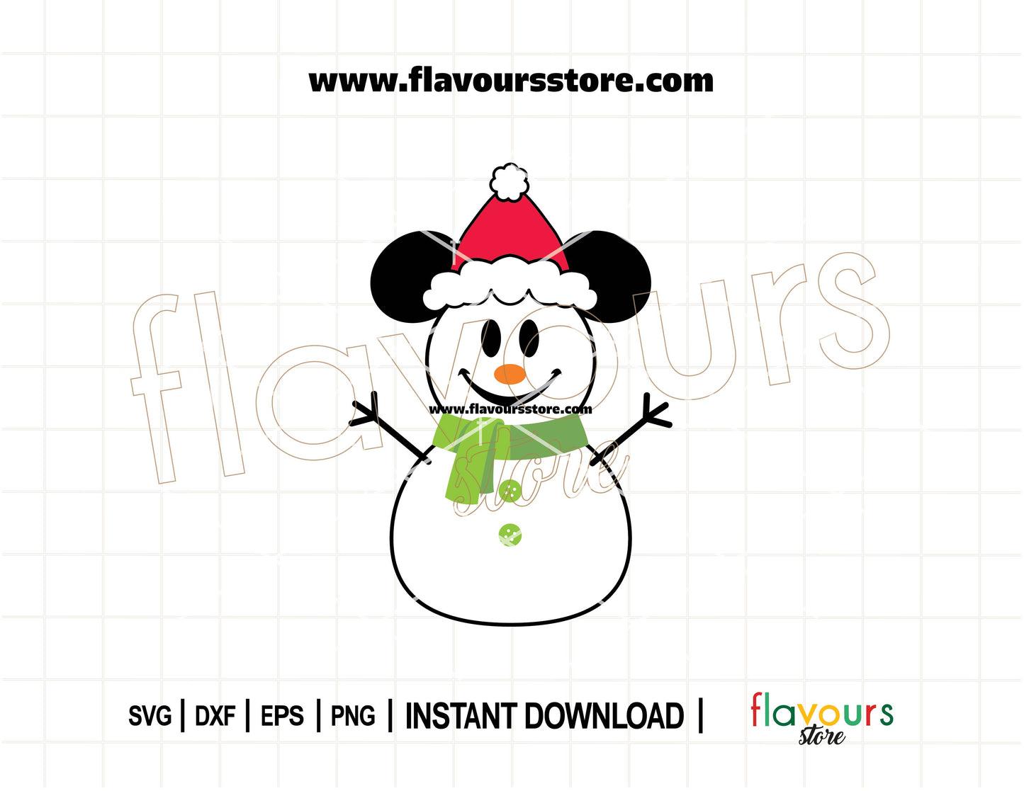 SVG of Mickey Mouse snowman with scarf and hat, perfect for Disney Christmas Cricut crafts and holiday DIY gifts