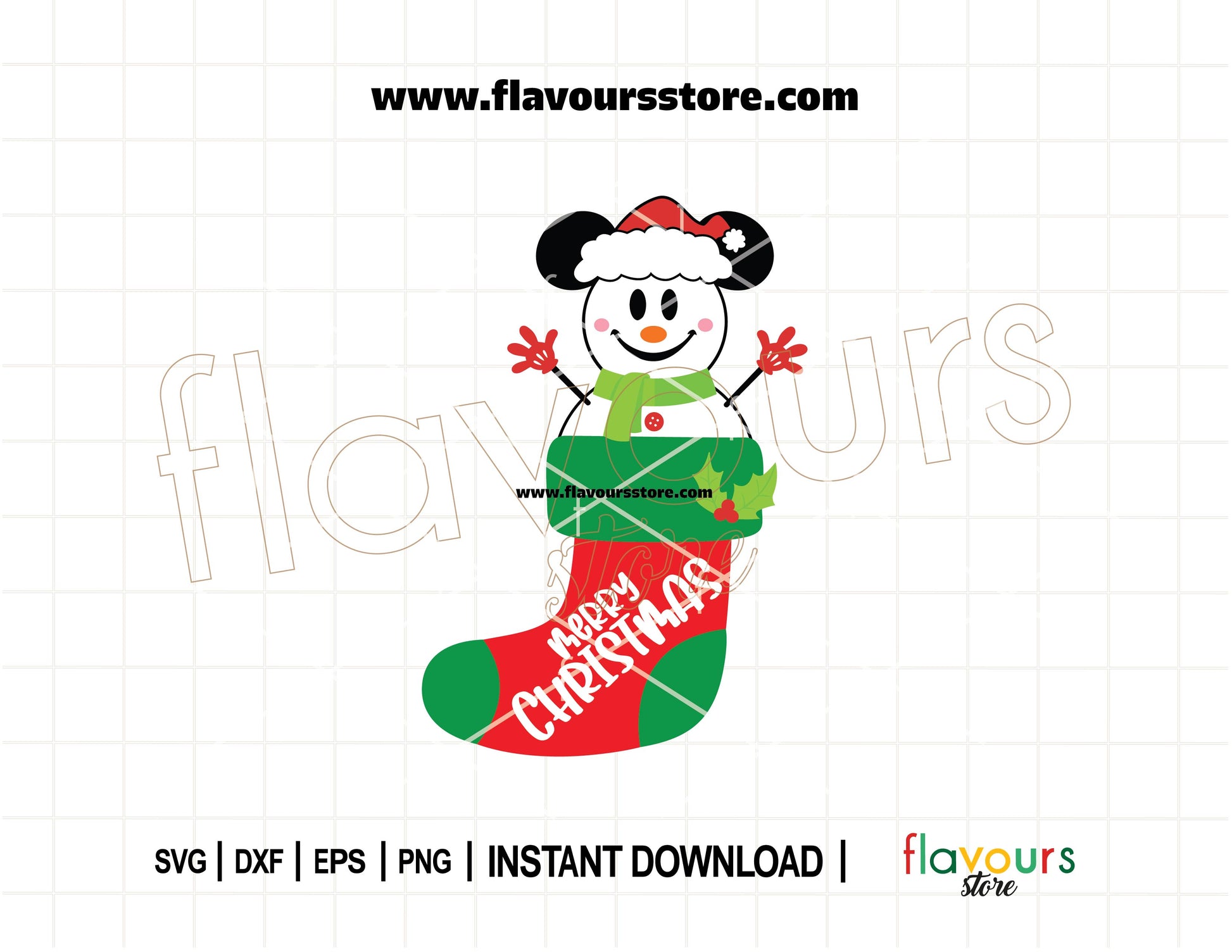 Festive Mickey Mouse Christmas stocking SVG cut file for Cricut and Silhouette holiday projects and crafts