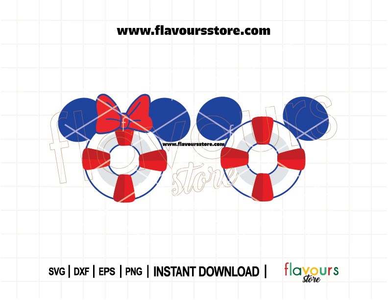 Mickey and Minnie ears lifesaver SVG – Disney cruise cut file for Cricut and Silhouette crafts