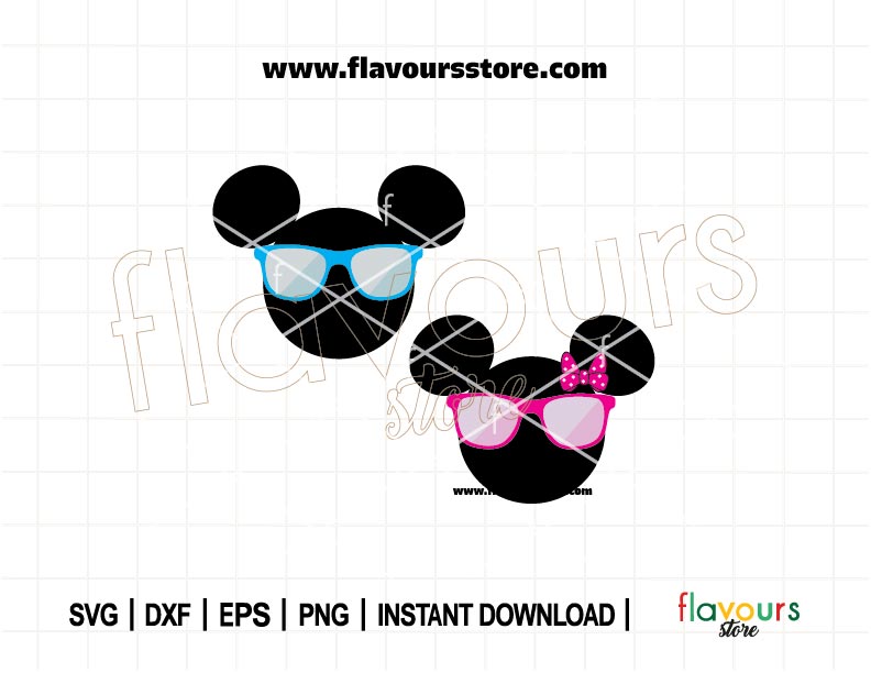 Mickey and Minnie Summer SVG with sunglasses and beach vibes for Cricut shirts and DIY vacation crafts