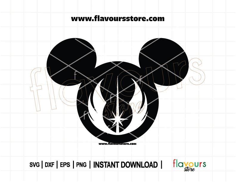 Mickey Jedi Order SVG | Star Wars Mickey ears cut file for Cricut & Silhouette, Jedi Mouse design for Disney Star Wars fans.