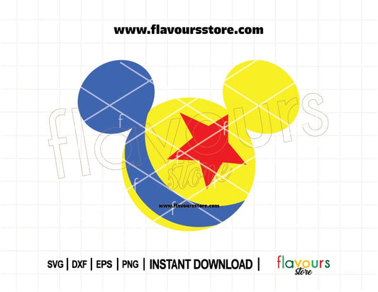 Pixar Ball Mickey Ears SVG design inspired by Toy Story, perfect for Cricut and Silhouette crafts and Disney shirts.