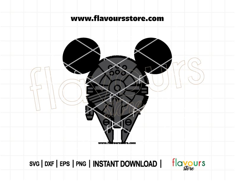 Millennium Falcon Mickey ears SVG | Star Wars cut file for Cricut & Silhouette, DIY party decorations, birthday shirts, and custom gifts.