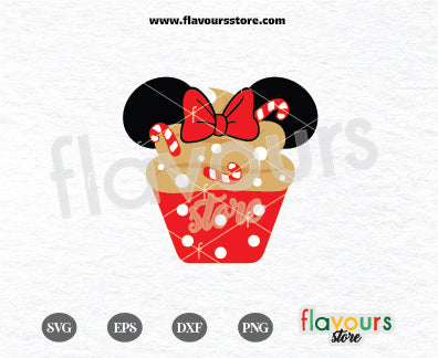 Minnie Candy Cane, Christmas Cupcake, Disney Cupcakes, SVG Cut File Cricut